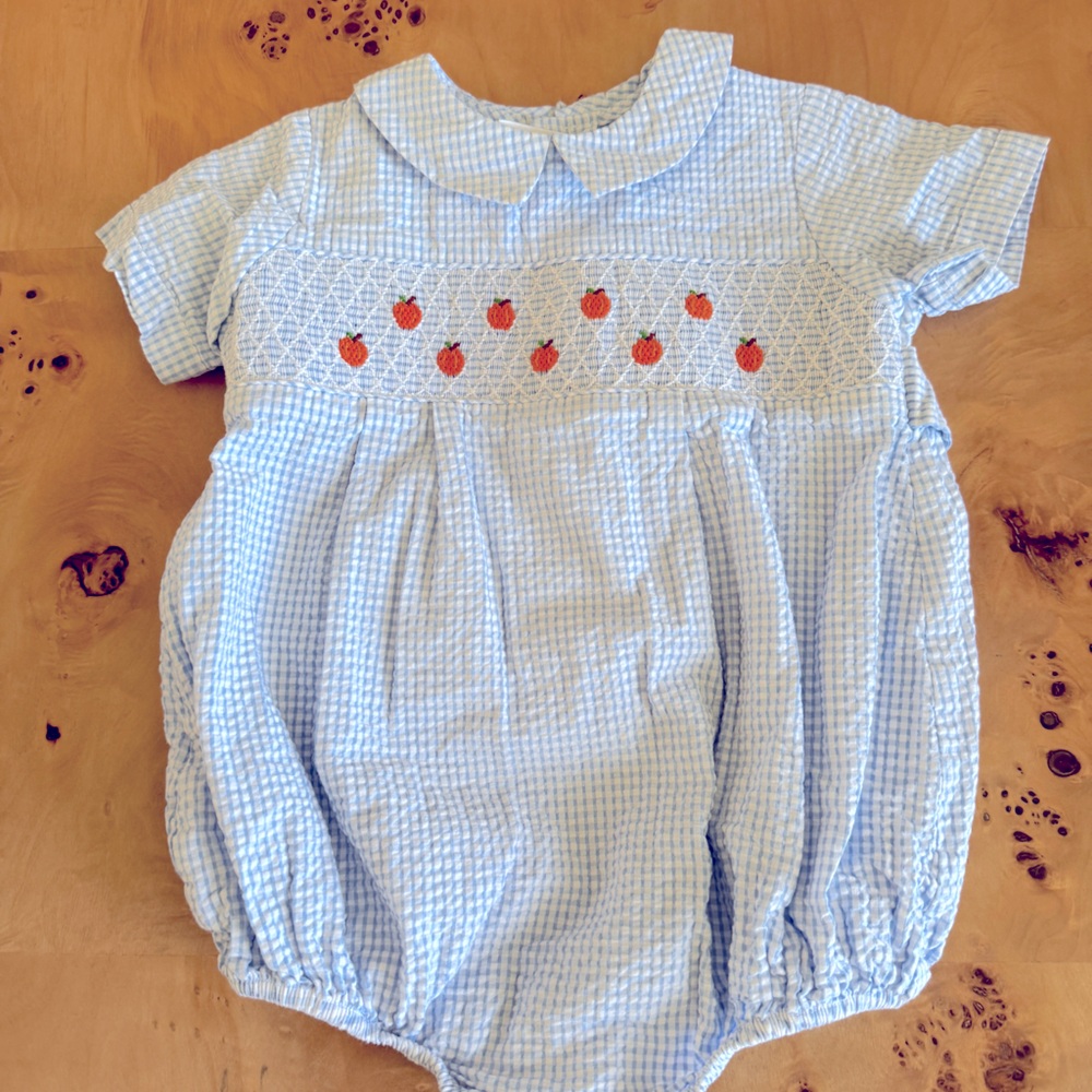 Southern Smocked Company Seersucker Pumpkin Bubble | 18M